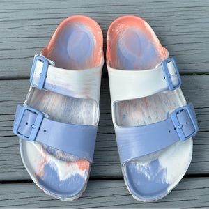 Birkenstock Blue and White Sandals